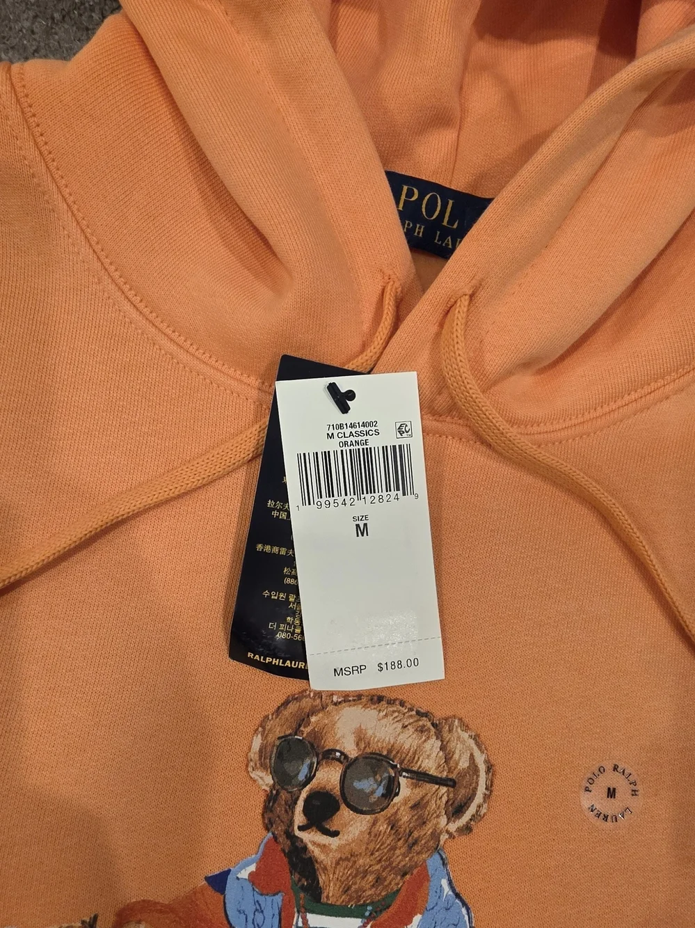 Polo Ralph Lauren Polo Bear Graphic Pullover Hoodie Orange Men's Size M